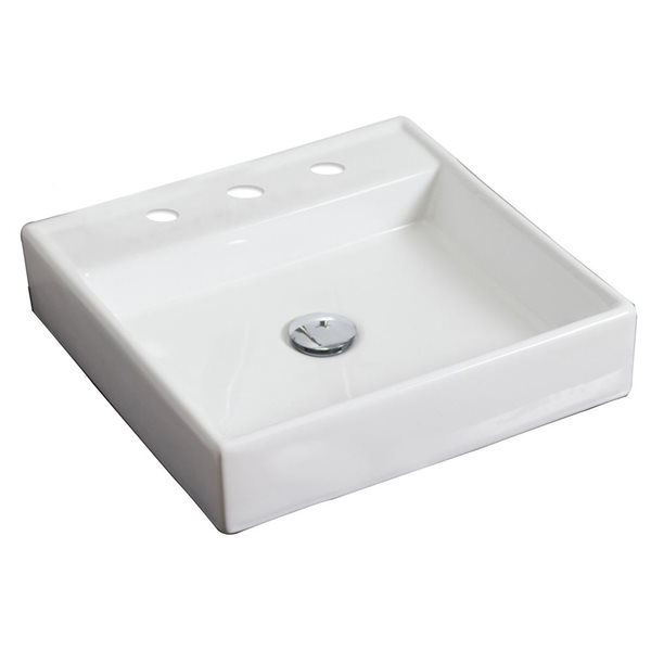 American Imaginations Above-Counter Vessel Set - 17.5-in - Ceramic - White