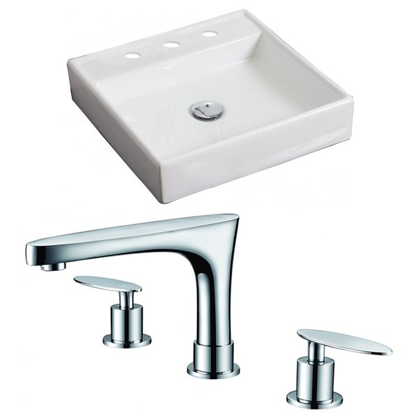 American Imaginations Above-Counter Vessel Set - 17.5-in - Ceramic - White