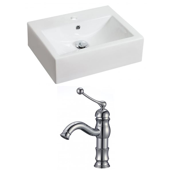 American Imaginations Above-Counter Vessel Set - 20.25-in - Ceramic - White