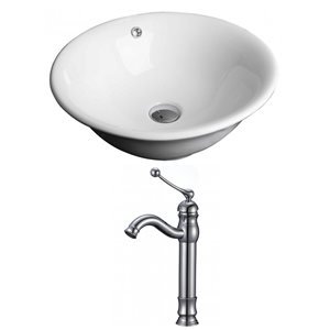 Ens. vasque avec trop-plein, 17", céramique, blanc