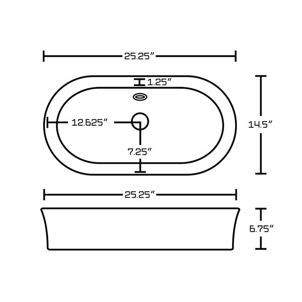 American Imaginations Semi-Recessed Vessel Set - 25.25-in - Ceramic - White