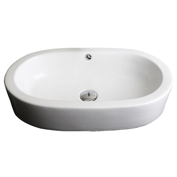 American Imaginations Semi-Recessed Vessel Set - 25.25-in - Ceramic - White