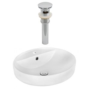 Ens. vasque avec trop-plein, 18,1", céramique, blanc