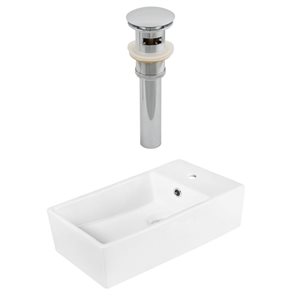 Ens. vasque avec trop-plein, 19", céramique, blanc