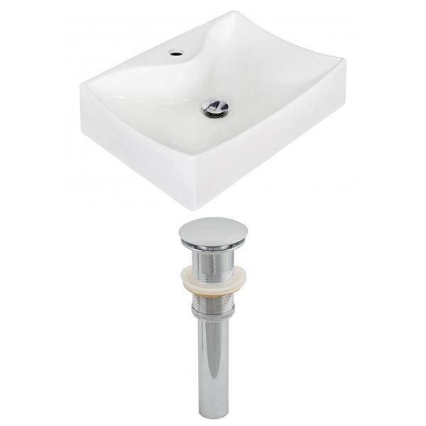 American Imaginations Above-Counter Vessel Set - 21.5-in - Ceramic - White