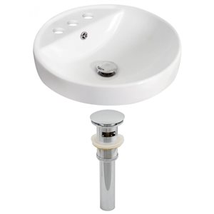 Ens. vasque encastrée, 18,25", céramique, blanc