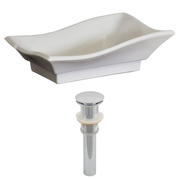 American Imaginations Above-Counter Vessel Set - 20-in - Ceramic - White