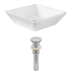 Ens. vasque avec trop-plein, 15,75", céramique, blanc