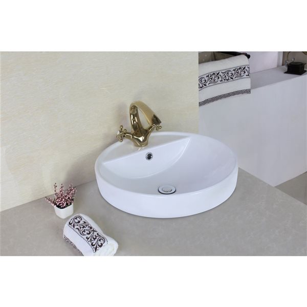 American Imaginations Above-Counter Vessel - 18.1-in - Ceramic - White