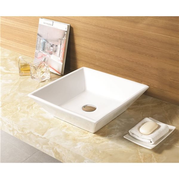 American Imaginations Above-Counter Vessel - 15.75-in - Ceramic - White