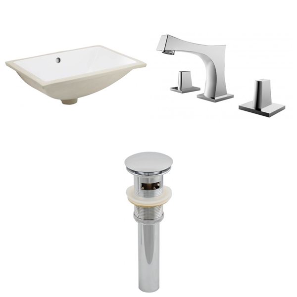 American Imaginations Undermount Sink Set - 20.75-in - Ceramic - White
