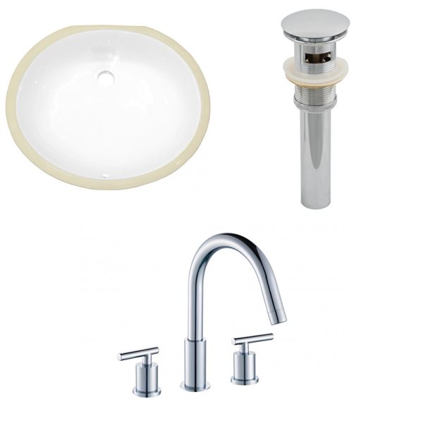 American Imaginations Undermount Sink Set - 19.5-in - Ceramic - White