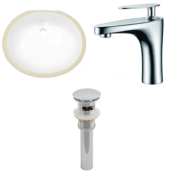 American Imaginations Undermount Sink Set - 19.5-in - Ceramic - White