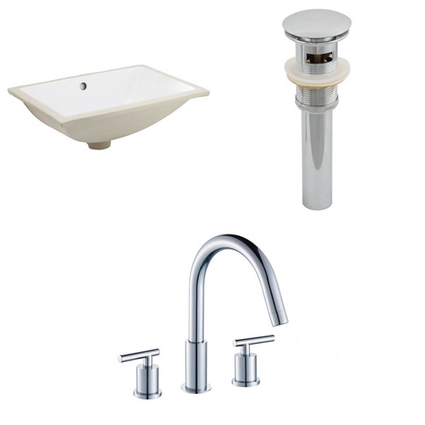 American Imaginations Undermount Sink Set - 18.25-in - Ceramic - White