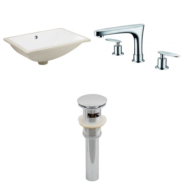 American Imaginations Undermount Sink Set - 18.25-in - Ceramic - White