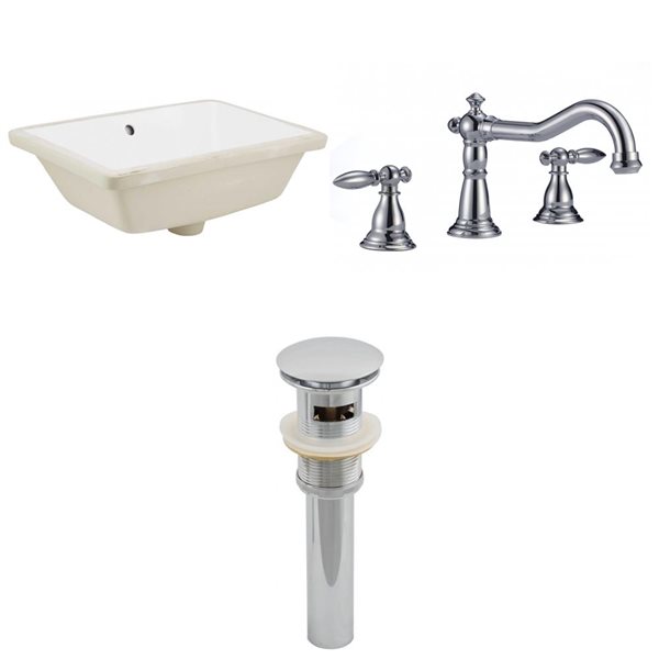 American Imaginations Undermount Sink Set - 18.25-in - Ceramic - White