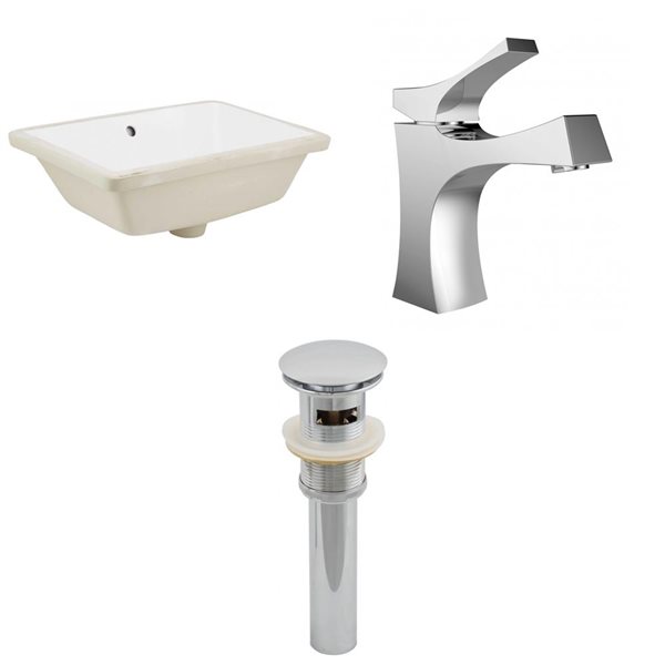 American Imaginations Undermount Sink Set - 18.25-in - Ceramic - White