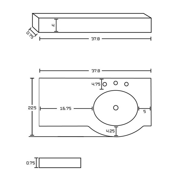 American Imaginations Tiffany 37.8- in x 22.5- in White Marble Vanity Top