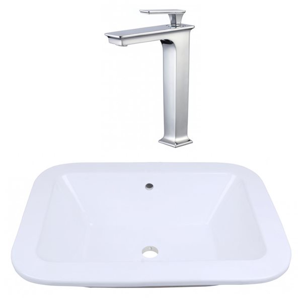 American Imaginations Drop-in Vessel Set - 21.75-in - Ceramic - White