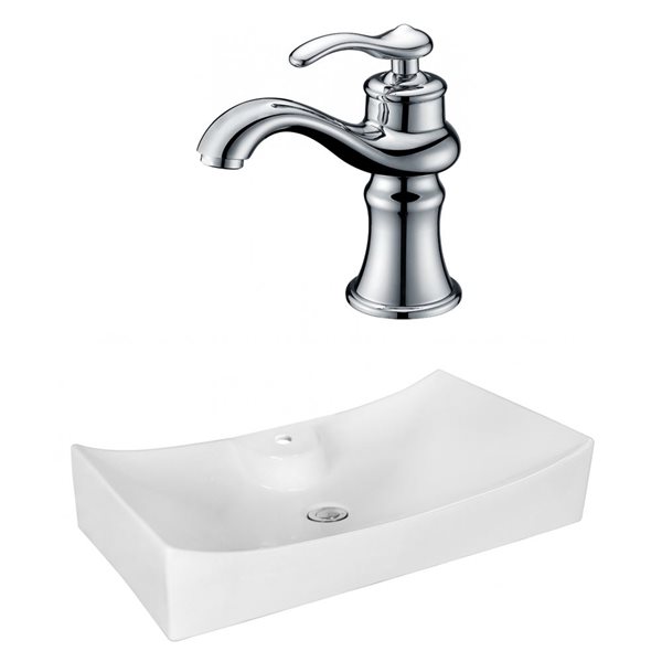 American Imaginations Above-Counter Vessel Set - 26.25-in - Ceramic - White