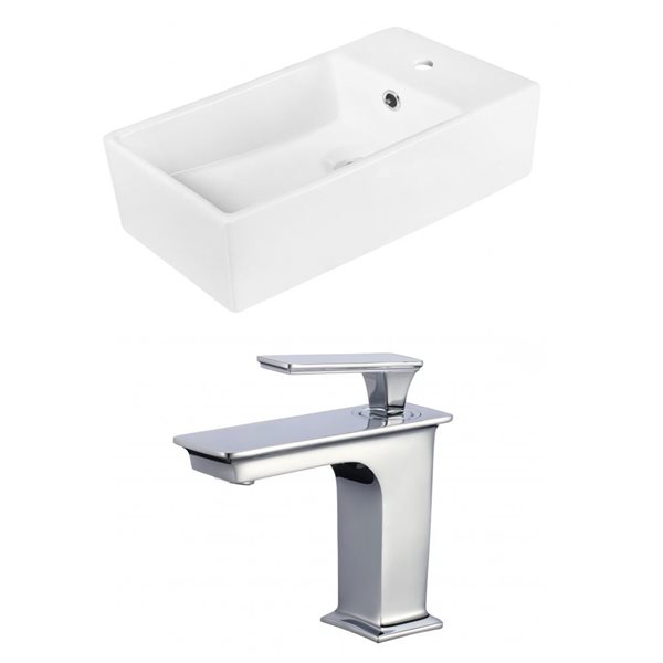 American Imaginations Above-Counter Vessel Set - 19-in - Ceramic - White