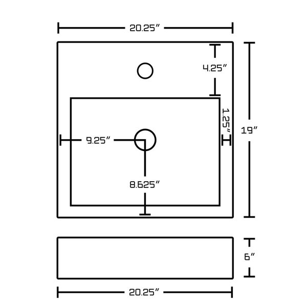 American Imaginations Semi-Recessed Vessel Set - 20.25-in - Ceramic - White