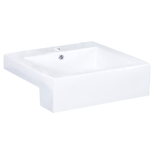 American Imaginations Semi-Recessed Vessel Set - 20.25-in - Ceramic - White