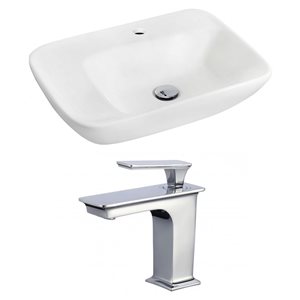 American Imaginations Wall Mount Vessel Set - 23.5" - Ceramic - White