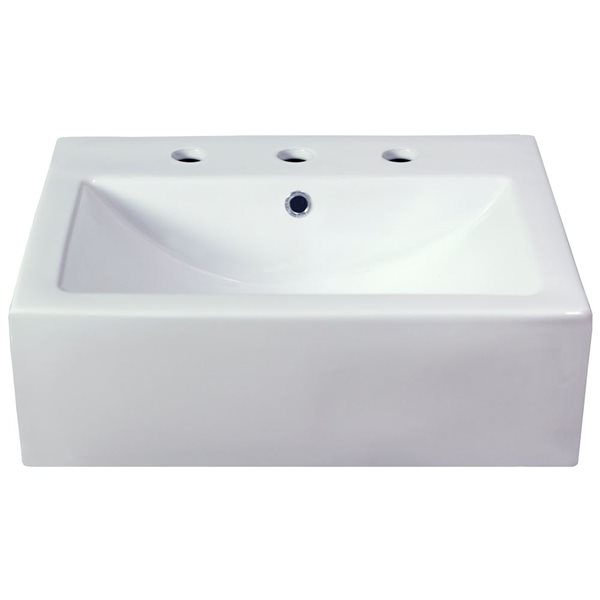 American Imaginations Semi-Recessed Counter Vessel - 20.75-in - Ceramic - White
