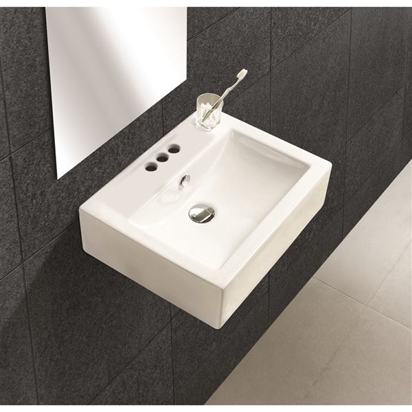 American Imaginations Wall Mount Vessel - 20.25-in - Ceramic - White