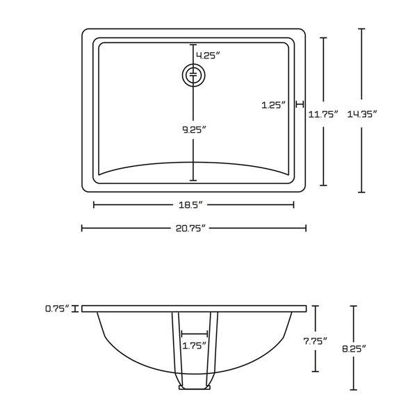 American Imaginations Undermount Sink Set - 20.75-in - Ceramic - White