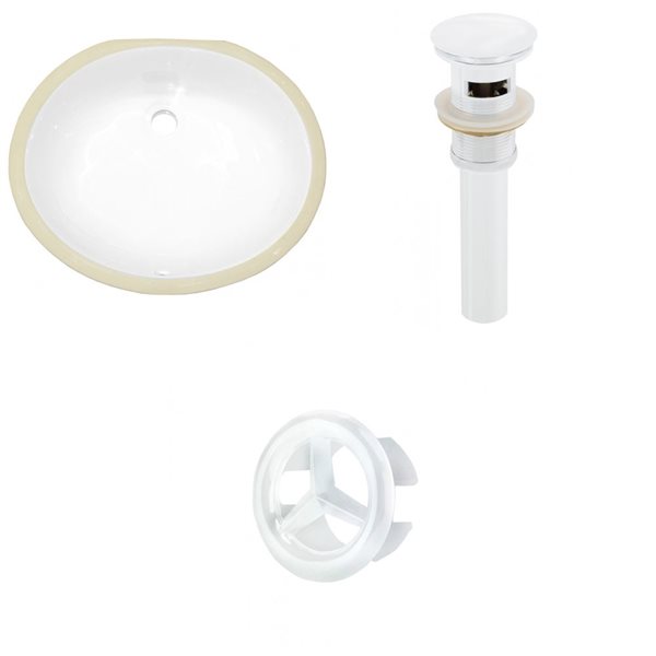 American Imaginations Undermount Sink Set - 19.5-in - Ceramic - White