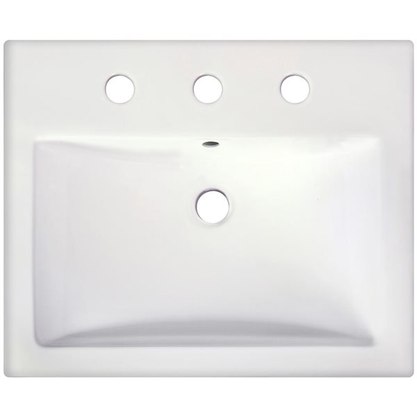American Imaginations 20.75-in Semi-Recessed White Ceramic Vessel Set With Chrome Faucet