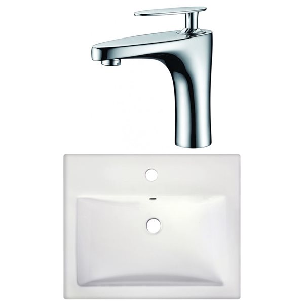 American Imaginations 20.75-in Semi-Recessed White Ceramic Vessel