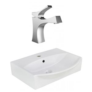 American Imaginations 19.5-in W Rectangle Vessel Set With 1 Hole Center Faucet White