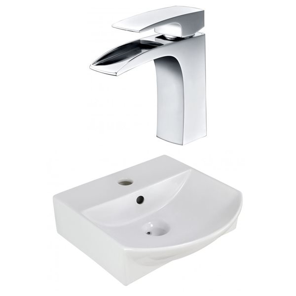 American Imaginations 13.75-in W Rectangle Vessel Set With 1 Hole Center Faucet Above Counter