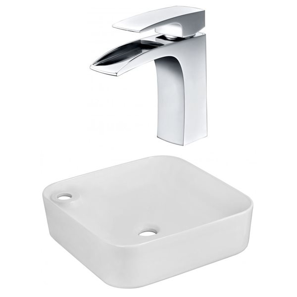 American Imaginations 17-in W Rectangle Above Counter Vessel Set With 1 Hole Left Faucet