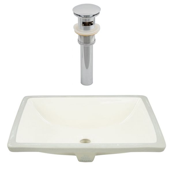American Imaginations 20.75-in Biscuit Ceramic Undermount Sink Set