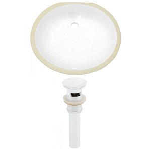 Ens. pour évier sous le comptoir, 19,5", céramique, blanc