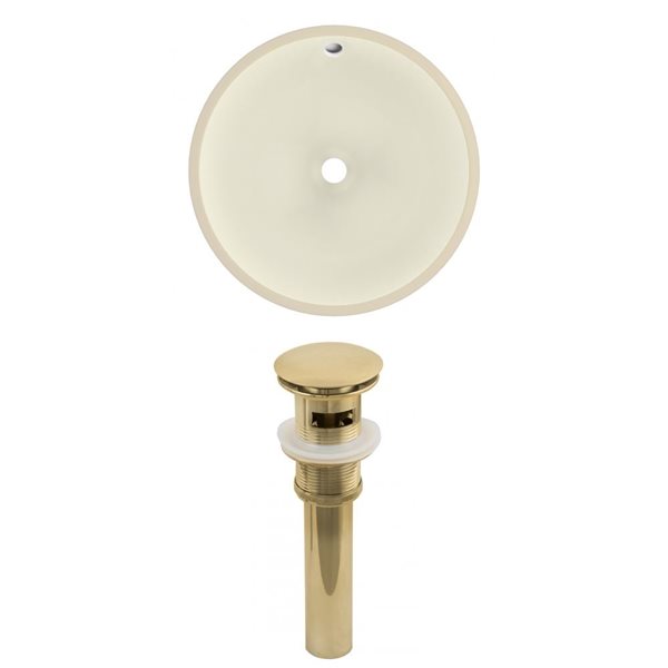 American Imaginations 16-in Round Undermount Sink Set Gold/Biscuit