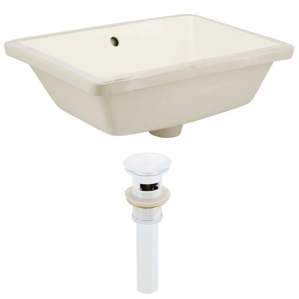 American Imaginations 18.25-in Ceramic Rectangle Undermount Sink Set White/Biscuit