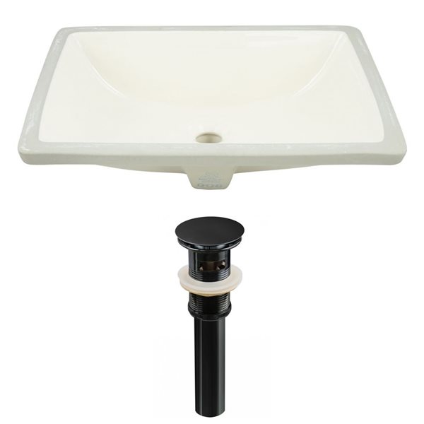 American Imaginations 20.75-in W Rectangle Undermount Sink Set Black/Biscuit