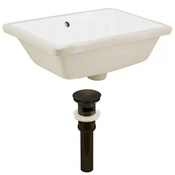 American Imaginations 18.25-in W Rectangle Undermount Sink Set Oil-Rubbed Bronze/White
