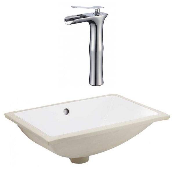 American Imaginations 20.75-In Ceramic White Undermount Sink Set With Chrome Faucet
