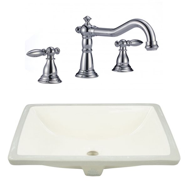 American Imaginations 20.75-In Ceramic White Undermount Sink Set With Chrome Faucet