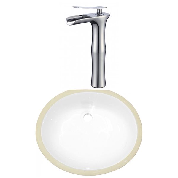 16.5-in. W CSA Oval Undermount Sink Set in White - Chrome Hardware - Overflow Drain Incl.