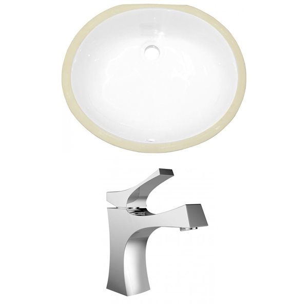 American Imaginations 19.5-in Ceramic White Undermount Sink Set