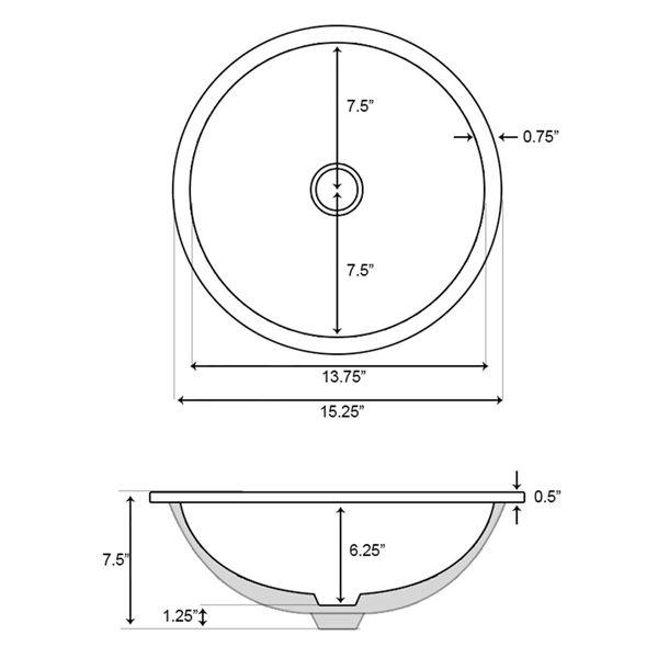 American Imaginations 15.25-in W Round Undermount Sink Set With 1 Hole CUPC Faucet