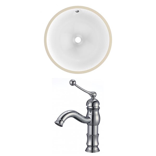 American Imaginations 15.25-in W Round Undermount Sink Set With 1 Hole CUPC Faucet