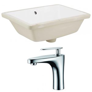 American Imaginations 18.25-in W Rectangle Undermount Sink Set With 1-Hole CUPC Faucet Chrome/White